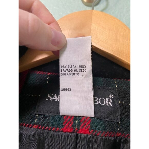 Vintage Sag Harbor Women's Plus Size Red and Green Plaid Velvet Jacket 18W - Picture 8 of 9